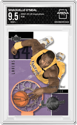 Shaquille O'Neal from the 2002-03 UD Inspirations set graded by Arena Club and given an overall grade of 9.5.