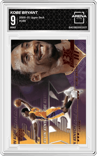 Kobe Bryant from the 2000-01 Upper Deck set graded by Arena Club and given an overall grade of 9.