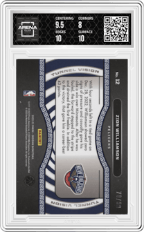 Zion Williamson from the 2022-23 Panini Obsidian set graded by Arena Club and given an overall grade of 8.5.