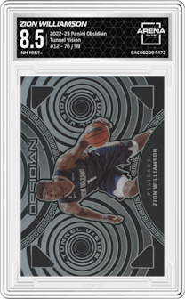 Zion Williamson from the 2022-23 Panini Obsidian set graded by Arena Club and given an overall grade of 8.5.