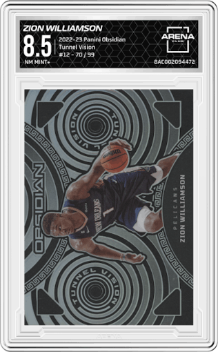 Zion Williamson from the 2022-23 Panini Obsidian set graded by Arena Club and given an overall grade of 8.5.