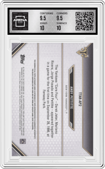 Andy Pettitte from the 2021 Topps Triple Threads set graded by Arena Club and given an overall grade of 10.