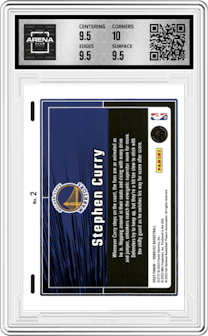 Stephen Curry from the 2023-24 Panini Donruss set graded by Arena Club and given an overall grade of 10.