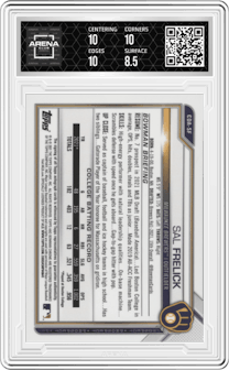 Sal Frelick from the 2021 Bowman Draft set graded by Arena Club and given an overall grade of 9.