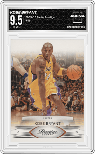 Kobe Bryant from the 2009-10 Panini Prestige set graded by Arena Club and given an overall grade of 9.5.