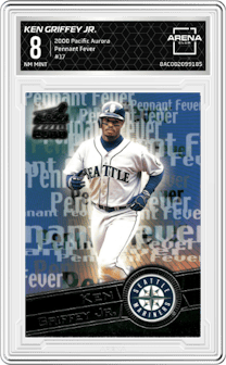 Ken Griffey Jr. from the 2000 Pacific Aurora set graded by Arena Club and given an overall grade of 8.