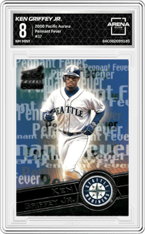 Ken Griffey Jr. from the 2000 Pacific Aurora set graded by Arena Club and given an overall grade of 8.