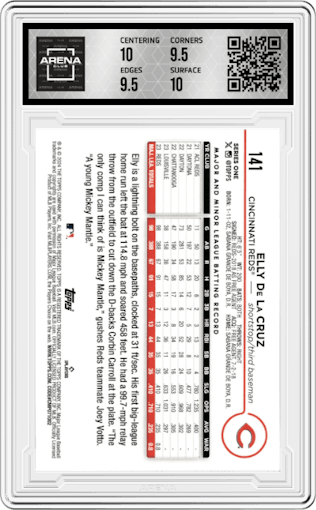 Elly De La Cruz from the 2024 Topps  set graded by Arena Club and given an overall grade of 10.