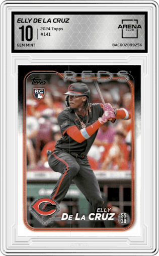 Elly De La Cruz from the 2024 Topps  set graded by Arena Club and given an overall grade of 10.