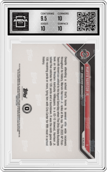 Marvin Harrison Jr. from the 2023 Bowman U Now set graded by Arena Club and given an overall grade of 10.