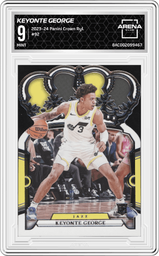 Keyonte George from the 2023-24 Panini Crown Royale  set graded by Arena Club and given an overall grade of 9.