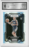 Jordan Hawkins from the 2023-24 Panini Prizm set featuring a Hyper Prizm parallel graded by Arena Club and given an overall grade of 10.