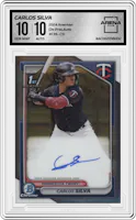 Carlos Silva from the 2024 Bowman set graded by Arena Club and given an overall grade of 10.