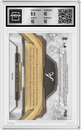 Ronald Acuna Jr. from the 2019 Topps Triple Threads set graded by Arena Club and given an overall grade of 10.