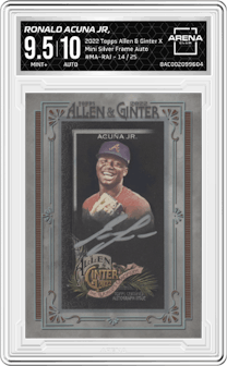 Ronald Acuna Jr, from the 2022 Topps Allen & Ginter X set graded by Arena Club and given an overall grade of 9.5.