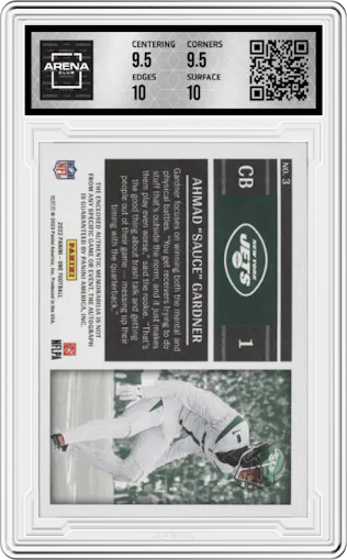 Ahmad "Sauce" Gardner from the 2022 Panini One set graded by Arena Club and given an overall grade of 10.