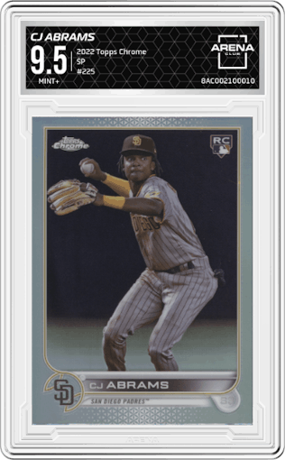 CJ Abrams from the 2022 Topps Chrome set graded by Arena Club and given an overall grade of 9.5.