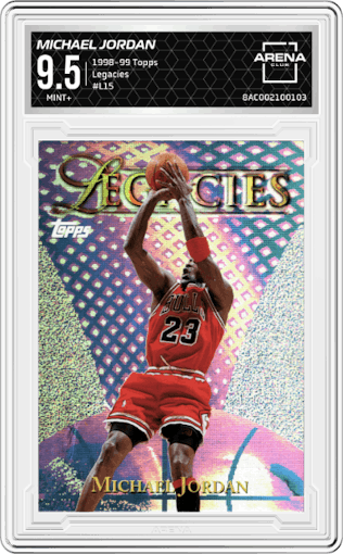 Michael Jordan from the 1998-99 Topps set graded by Arena Club and given an overall grade of 9.5.