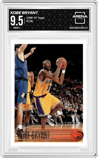 Kobe Bryant  from the 1996-97 Topps set graded by Arena Club and given an overall grade of 9.5.