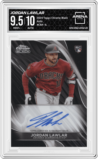 Jordan Lawlar from the  2024 Topps Chrome Black set graded by Arena Club and given an overall grade of 9.5.