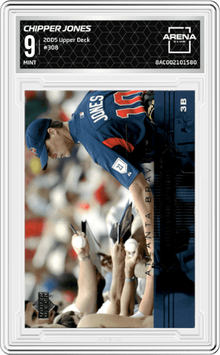 Chipper Jones from the 2005 Upper Deck set graded by Arena Club and given an overall grade of 9.
