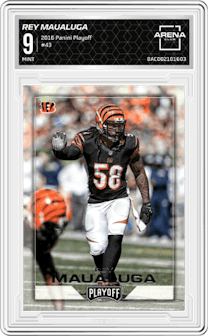 Rey Maualuga from the 2016 Panini Playoff set graded by Arena Club and given an overall grade of 9.
