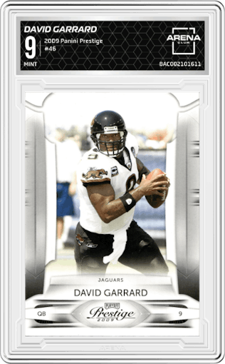 David Garrard from the 2009 Panini Prestige set graded by Arena Club and given an overall grade of 9.
