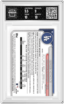 Shohei Ohtani from the 2024 Bowman set graded by Arena Club and given an overall grade of 9.5.