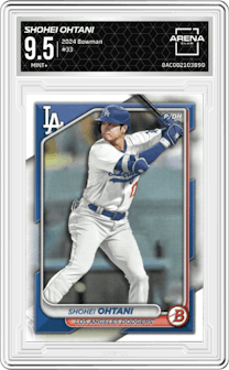Shohei Ohtani from the 2024 Bowman set graded by Arena Club and given an overall grade of 9.5.
