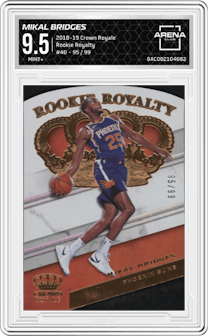 Mikal Bridges from the 2018-19 Panini Crown Royale set graded by Arena Club and given an overall grade of 9.5.