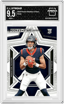 C.J. Stroud from the 2023 Panini Rookies & Stars set graded by Arena Club and given an overall grade of 9.5.