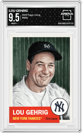 Lou Gehrig from the 2023 Topps Living set graded by Arena Club and given an overall grade of 9.5.