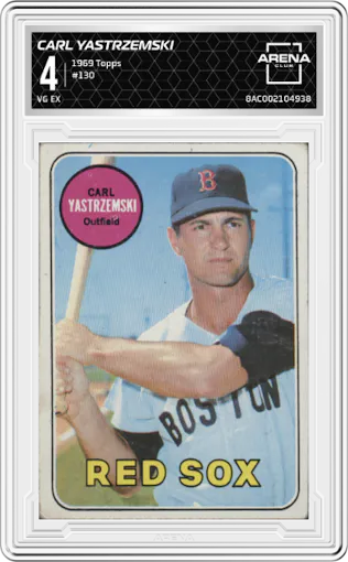Carl Yastrzemski from the 1969 Topps set graded by Arena Club and given an overall grade of 4.
