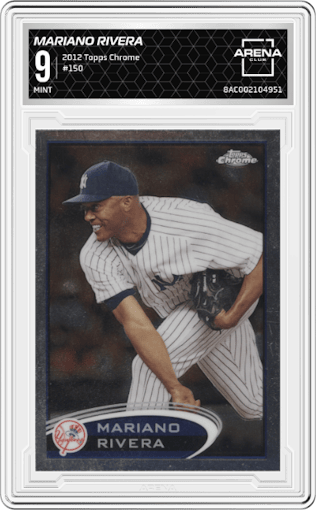 Mariano Rivera from the 2012 Topps Chrome set graded by Arena Club and given an overall grade of 9.