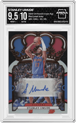 Stanley Umude from the 2023-24 Panini Crown Royale  set graded by Arena Club and given an overall grade of 9.5.