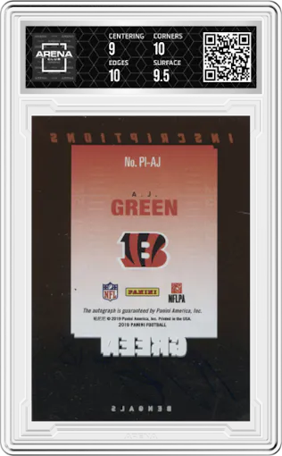 A.J. Green from the 2021 Panini Zenith set graded by Arena Club and given an overall grade of 9.5.