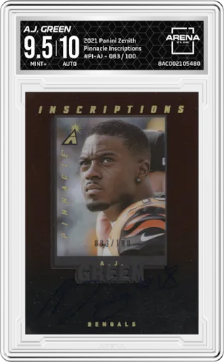 A.J. Green from the 2021 Panini Zenith set graded by Arena Club and given an overall grade of 9.5.