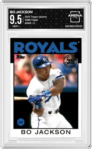 Bo Jackson from the 2021 Topps Update set graded by Arena Club and given an overall grade of 9.5.