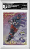 Wayne Gretzky from the 1998-99 O-Pee-Chee Chrome set featuring a Refractor parallel graded by Arena Club and given an overall grade of 9.5.