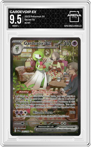 Gardevoir EX from the 2023 Pokemon SV set graded by Arena Club and given an overall grade of 9.5.
