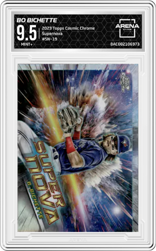 Bo Bichette from the 2023 Topps Cosmic Chrome set graded by Arena Club and given an overall grade of 9.5.