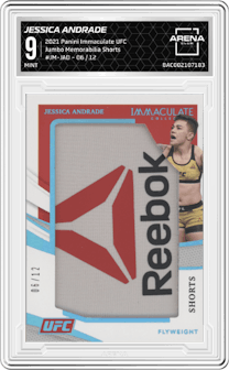 Jessica Andrade from the 2021 Panini Immaculate UFC  set featuring a Shorts parallel graded by Arena Club and given an overall grade of 9.