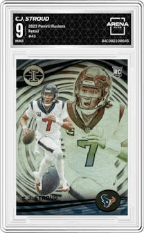 C.J. Stroud from the 2023 Panini Illusions set featuring a Retail parallel graded by Arena Club and given an overall grade of 9.