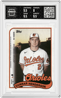 Adley Rutschman/Gunnar Henderson from the 2023 Topps Archives set graded by Arena Club and given an overall grade of 8.5.