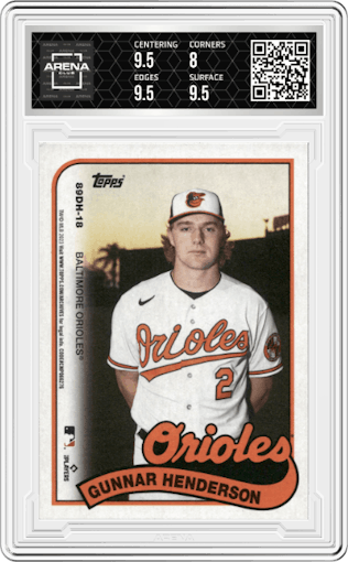 Adley Rutschman/Gunnar Henderson from the 2023 Topps Archives set graded by Arena Club and given an overall grade of 8.5.