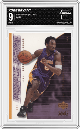 Kobe Bryant from the 2000-01 Upper Deck set graded by Arena Club and given an overall grade of 9.