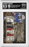 Robert Woods from the 2013 Topps Triple Threads set featuring a White Whale parallel graded by Arena Club and given an overall grade of 8.5.