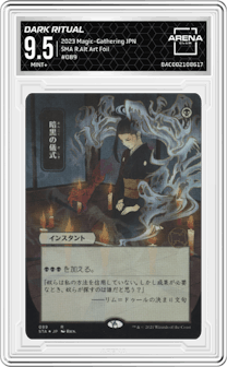 Dark Ritual from the 2023 Magic-Gathering JPN set featuring a R.Alt Art Foil parallel graded by Arena Club and given an overall grade of 9.5.