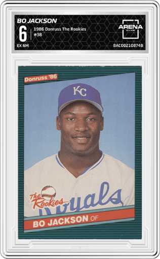 Bo Jackson from the 1986 Donruss The Rookies set graded by Arena Club and given an overall grade of 6.