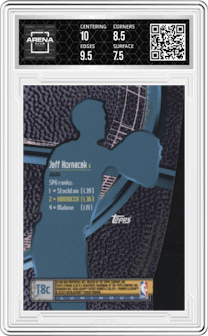 Jeff Hornacek from the 1998-99 Topps Stadium Club set featuring a Luminescent parallel graded by Arena Club and given an overall grade of 8.